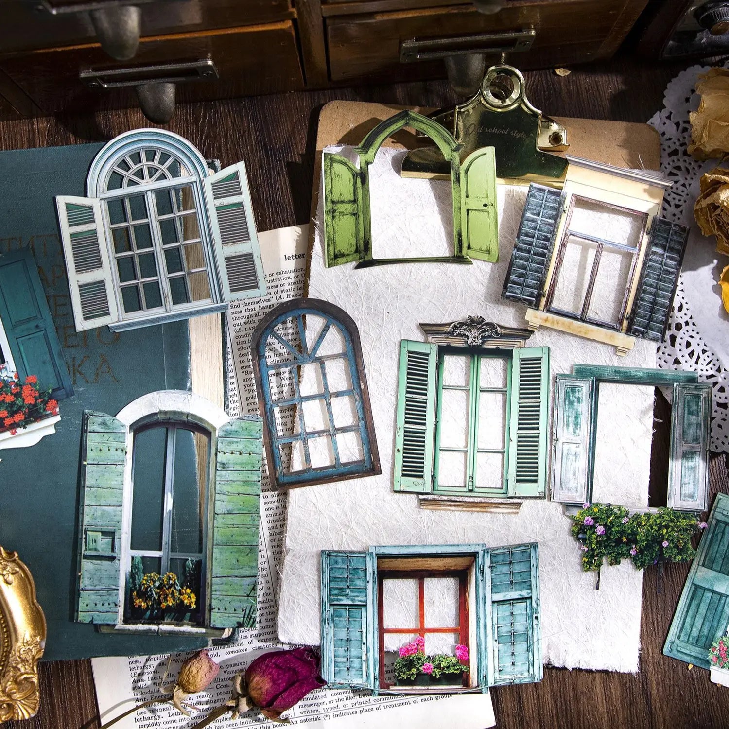10pcs/pack stickers Window story collection series skeleton doors and windows landscape handbook decoration material stickers