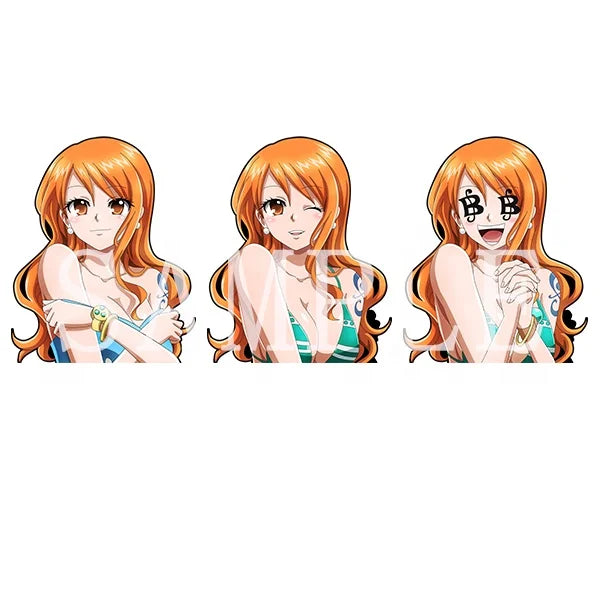 Cute Sexy Anime Cartoon Girl 3D Motion Stickers Character Nami Three Flip Waterproof Eco-friendly Car Decals Laptop Room Decor