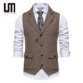 Liu Ming Cheap Hot Selling Wholesale Fashion Men Suit Vests Turn Down Collar Casual Vintage Gentleman Party Waistcoats