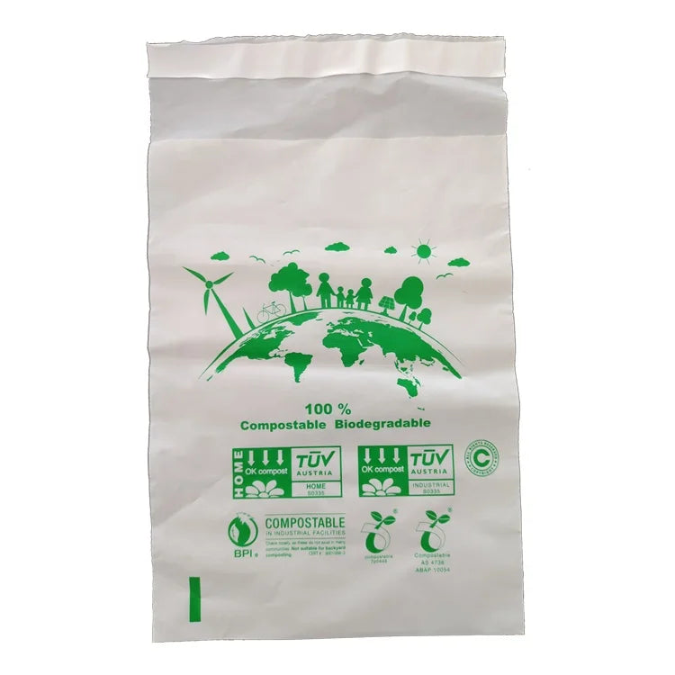 Custom Logo 100% Biodegradable Self-Adhesive Waterproof Courier Bags Tear-Proof Postal Shipping Grocery Poly Material Promotions MegaBDM