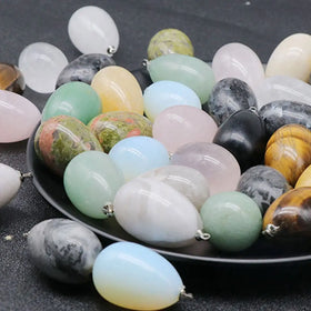 New Selling Healing Natural Crystal Gemstone Pendant Different Main Stones Children's Jewelry Making Egg Shape Pendant