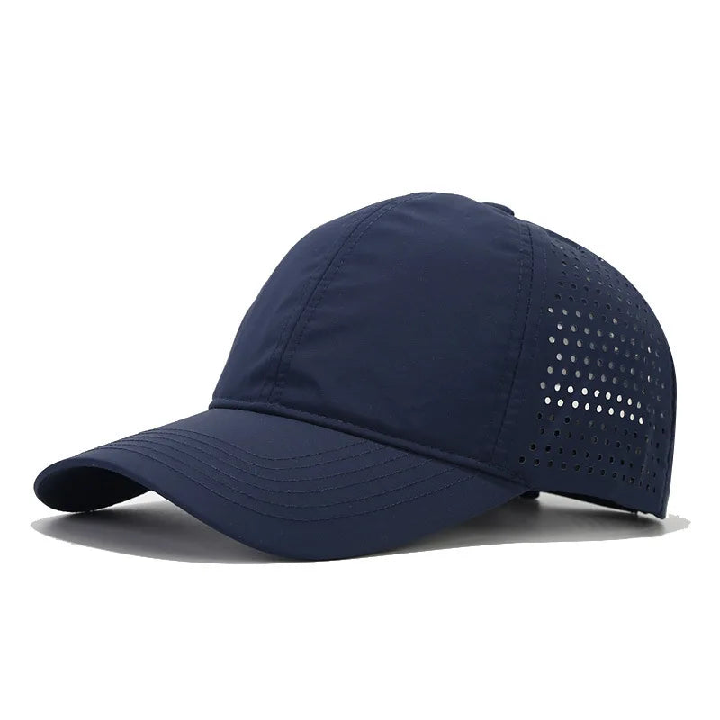 Custom Logo Quick-Drying Unisex Adjustable Hole Breathable 100% Polyester Four Seasons Adult Sports Hat Baseball Cap