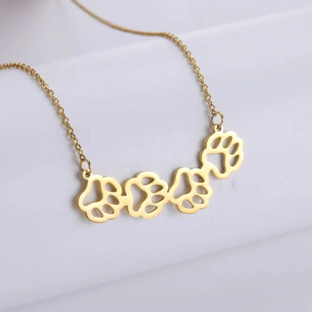 Animal Paw Print Pendant Necklaces Stainless Steel Necklace Fashion Jewelry Necklaces for Women and Man