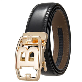 LQbelt Fashion Design Male Automatic Buckle Belt Genuine Leather Ratchet Belts for Men Custom Hot Sale Waistband Factory