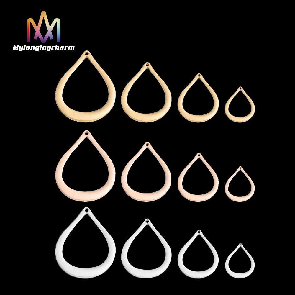 Hollowed Out Water Drop Lettering Pendant Charm Bulk Custom Chain Pendant Diy Necklace Jewelry Accessories