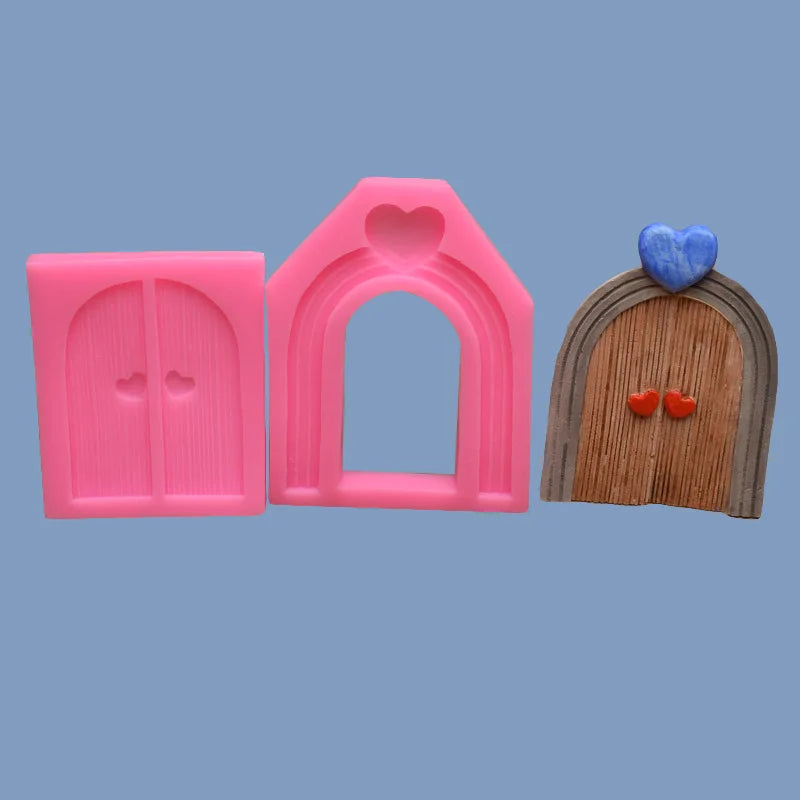 C-0349 Silicone mould for wooden door castle window Window Shape Silicone Candy Mold Fairy Tale Cake Decorating Chocolate