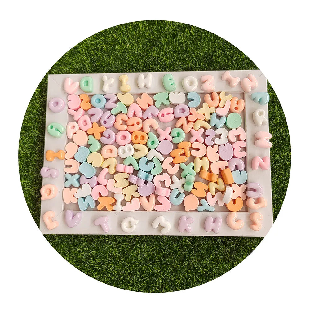 Mini 15mm Alphabet Letter Beads Clear Flat Back Cabochon Hair Clips Scrapbooking Phone Cover Ornament