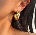 2024 Dazan New 18k Gold Plated Unique Hypoallergenic Stainless Steel Polished Vintage Minimalist Gear Design Strap Earrings