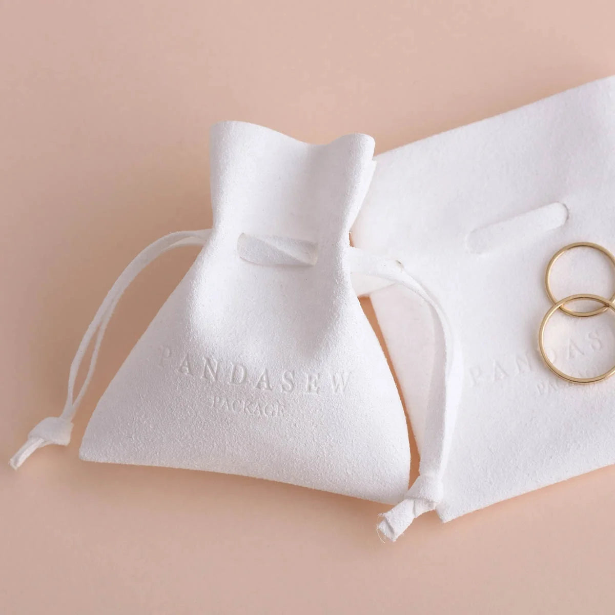 PandaSew Custom logo White Small Packaging Bag Jewelry Pouches Microfiber Travel Pouch