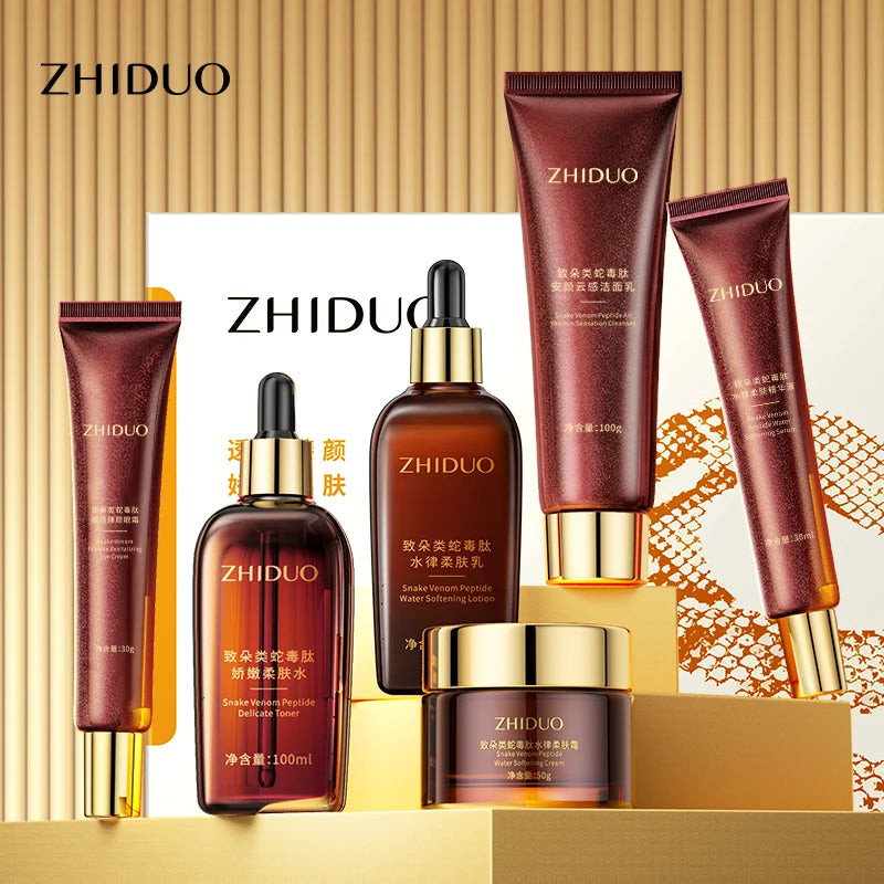 OEM ODM Factory Price ZHIDUO Private Label Skin Care Refreshing Snake Venom Peptide Revitalizing Skin Care Set