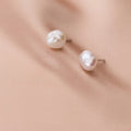 Daidan Hypoallergenic Earrings Wholesale Rhodium Plated Irregular Pearl Baroque Pearl Silver Pearl Stud Earrings