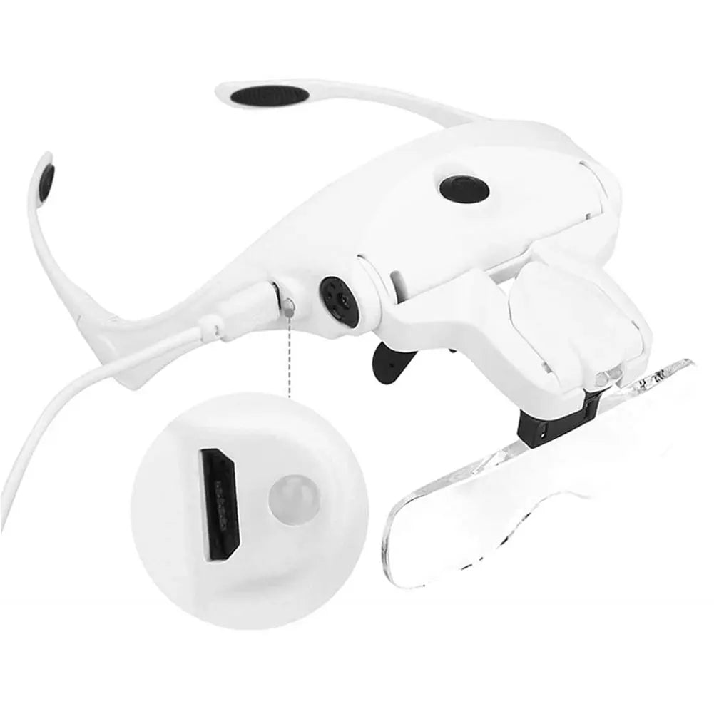 Adjustable LED Headband 5 Lens Replacement Headband Magnifying Glass With Light