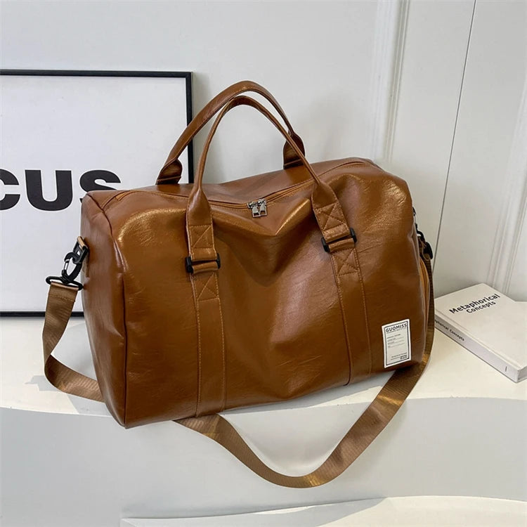 Hot Sale Large Vintage Brown Quilted Gym Bag Duffel Personalized Modern Workout Accessory Waterproof Custom PU Material for Men