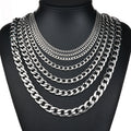 Various Size Stainless Steel Chain Mixed Batch Men's and Women's Thickness Hip Hop Necklace for Men Women Curb Cuban Link Chain
