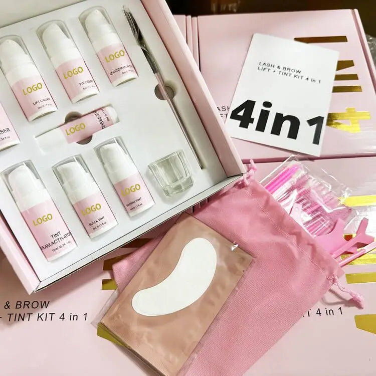Private Label Professional Eyelash Lifting Set Lotions Vegan Lash Lift Kit Eyelash Perm Tint 4 in 1 Brow Lamination Kit