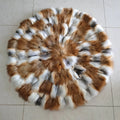 Factory Price Luxury Natural Color Real Fox Skin Fur Non-Slip Cushioned Grade a Quality Round Carpet Rug for Living Room