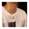 Chris April Non-tarnish 316L Stainless Steel 18K PVD Gold Plated Vintage Pearl Organic Cast square  Pendant Necklace