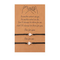 Handmade Adjustable 2Pcs/Set Wax Rope String Alloy Love Heart Bracelets for Couple Best Friends Card Bracelet Jewelry