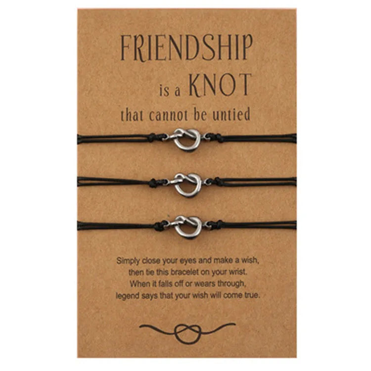 Fashion Friendship BFF Bracelets Stainless Steel Knot Bracelet  Woven Paper Card Bracelet for Gifts