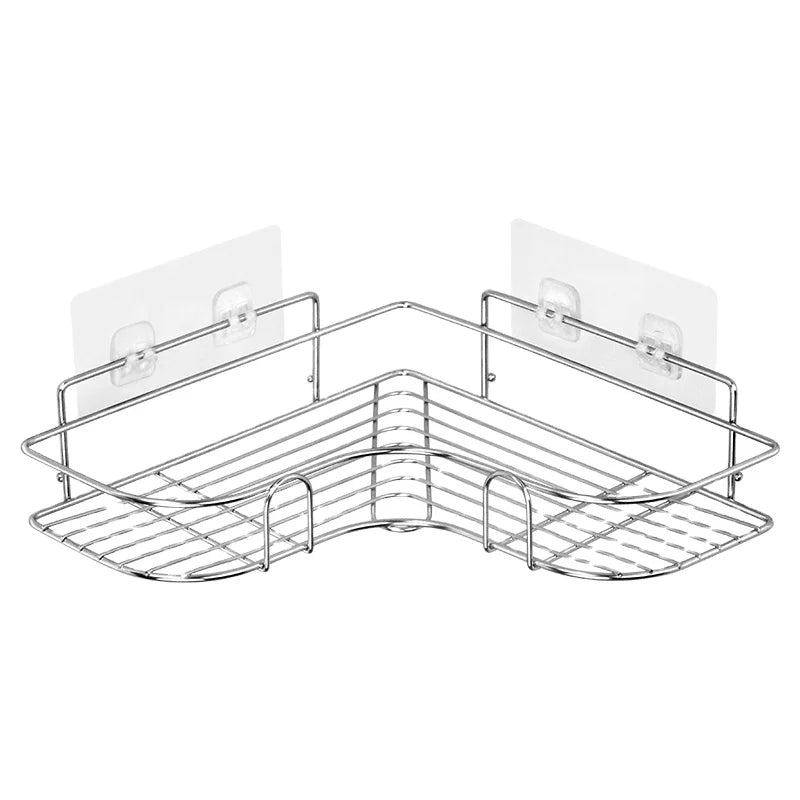 Stainless Steel Adhesive Bathroom Shower Caddy Bathroom Corner Rack Bathroom Shelf Rack