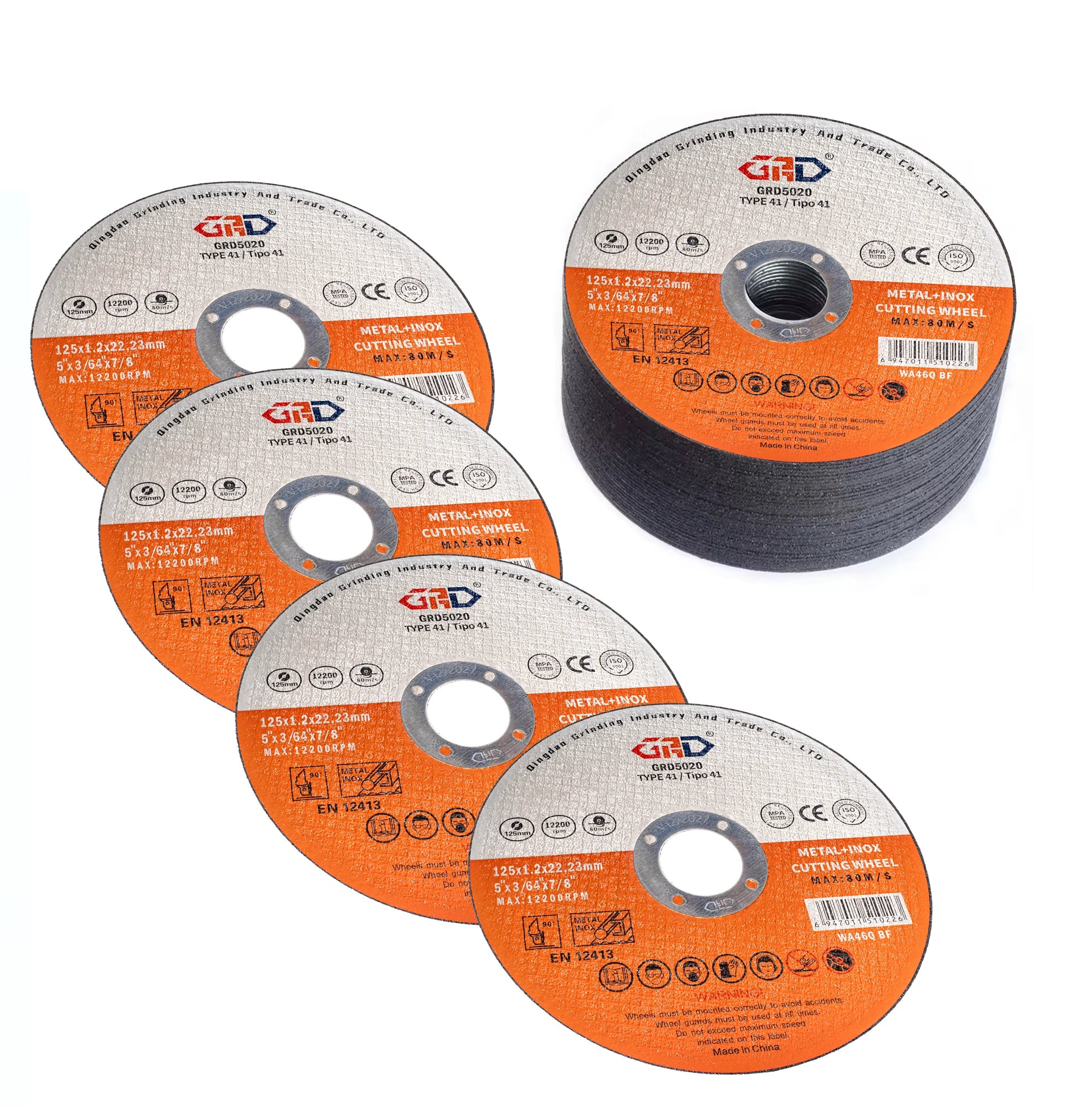 5 Inch 125mm Metal Abrasives Cutting Disc 2IN1 125X1.2X22.2mm Made Zirconia Silicon Carbide Aluminum Oxide Shape Stainless Steel