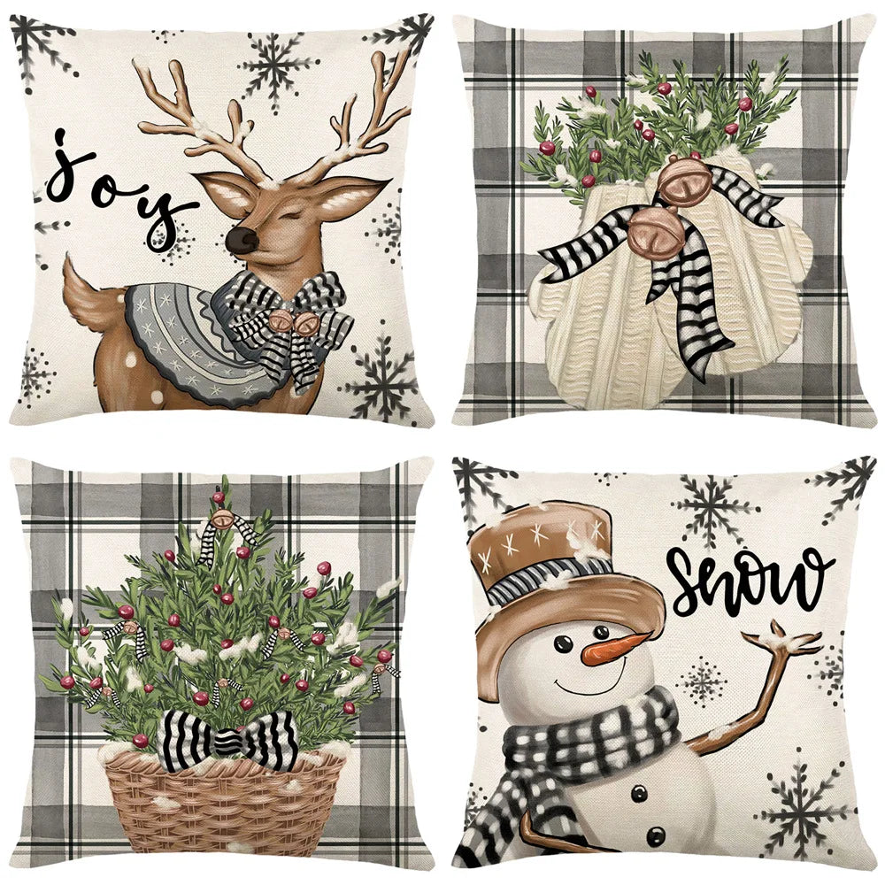 2024 Christmas Car Home Sofa Decor Linen Throw Pillow Case Cover Merry Christmas Santa Claus Cushion Cover Graduation Ramadan