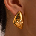 2023 New Arrival Fashion Jewelry European Stainless Steel Eye Triangular Earrings for Women Geometric 18k Gold Pvd Stud Earrings