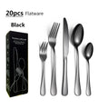 Dishwasher Safe Black Stainless Steel Mirror Polish Minimalist Design 20pcs Cutlery Set Titanium Colorful Plated