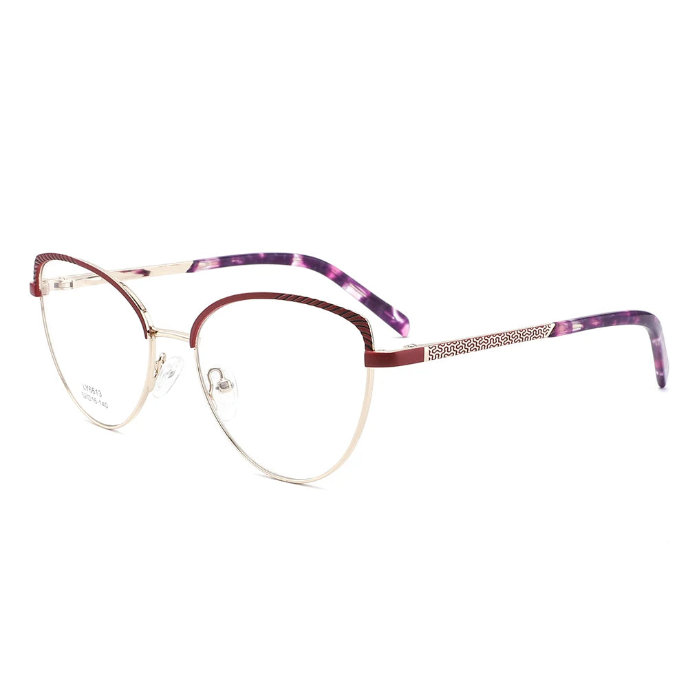LY6613 Colorful Cat Eye Glasses Metal Designer CE Optical Eyeglasses Frames for Women