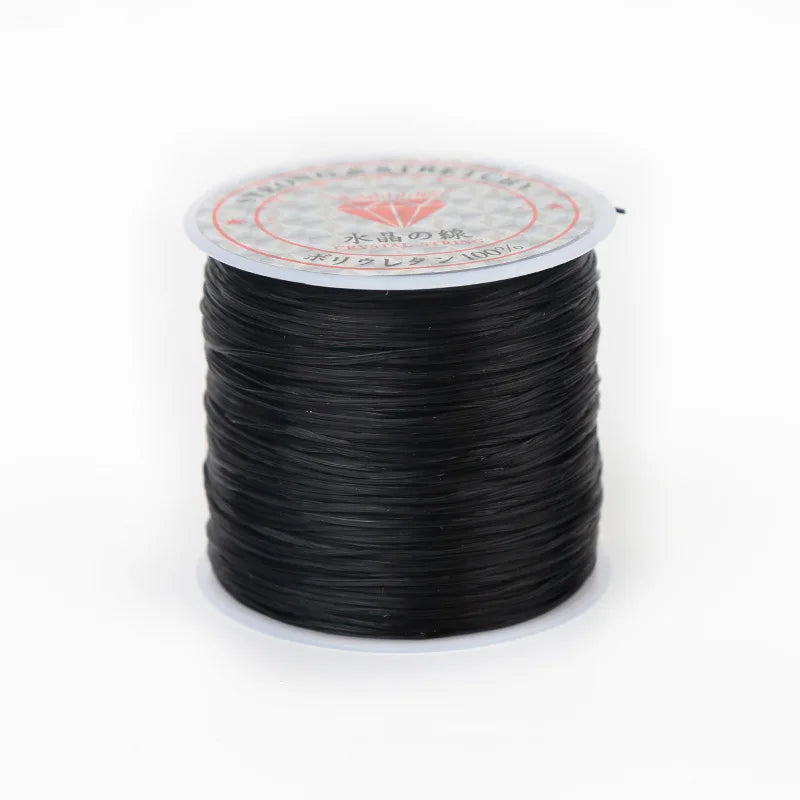Black White Stretch Flat Stretchy Thread Cord Handmade 50meter Per Roll 0.6mm Colors Elastic Wire for Bracelet Beading Use