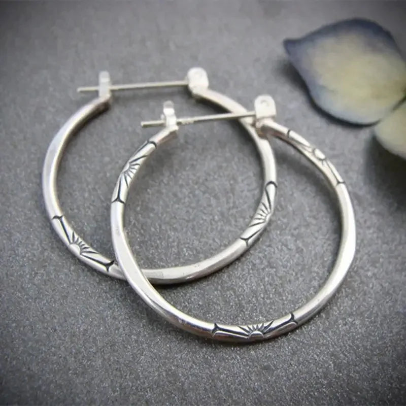 CAOSHI Wholesaler Fashion Jewelry Earrings for Vintage Flowers Pattern Silver/Gold/Rose Gold Plated Hoop Earrings for Women/Men