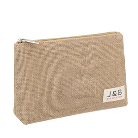 Waterproof Laminated Jute Zipper Pouch With Private Label Logo Custom Natural Burlap Tools Organizer Promotional Packaging Bag