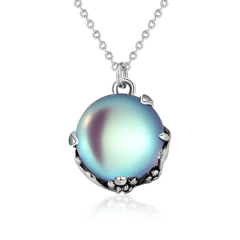 High Quality New Design 925 Sterling Silver Moonstone CZ Pave Flower Charm Choker Necklace Women Girl