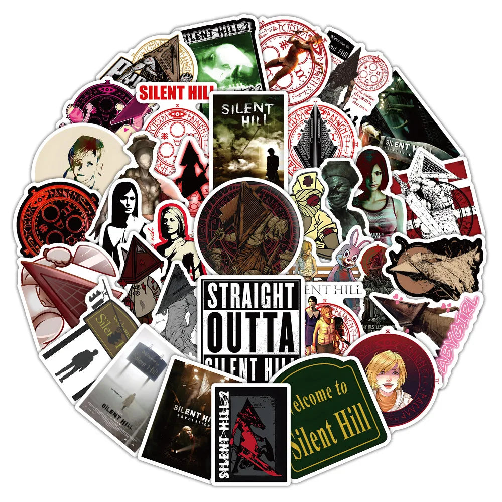 54Pcs Fashion Silent Hill Horror Game Graffiti Stickers for Laptop Gamepad Decor Trendy Games Console Sticker