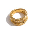 JINYOU 1792 Trendy Texture Metal Ring Statement Simple Jewelry Stainless Steel Round Ring 2025
