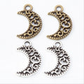 10PCS Hollow Moon Antique Bronze Silver Charms Pendant Bracelet Jewelry Findings DIY Craft