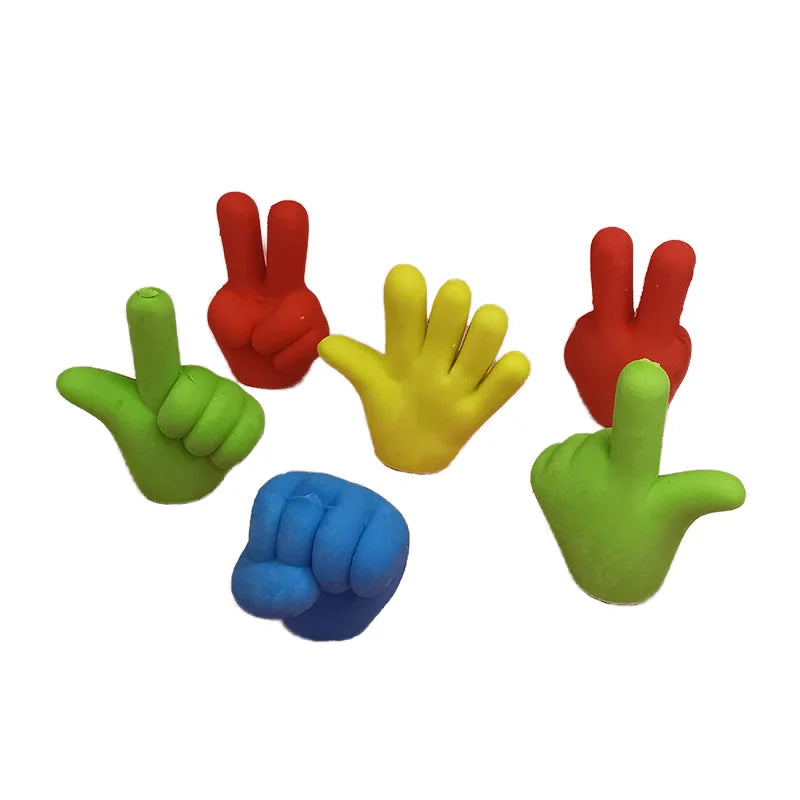 Soododo 2026 Wholesale Creative Cartoon Rock Paper Scissors Pencil Eraser TPR Rubber Animal-Modeling Stationery School Use