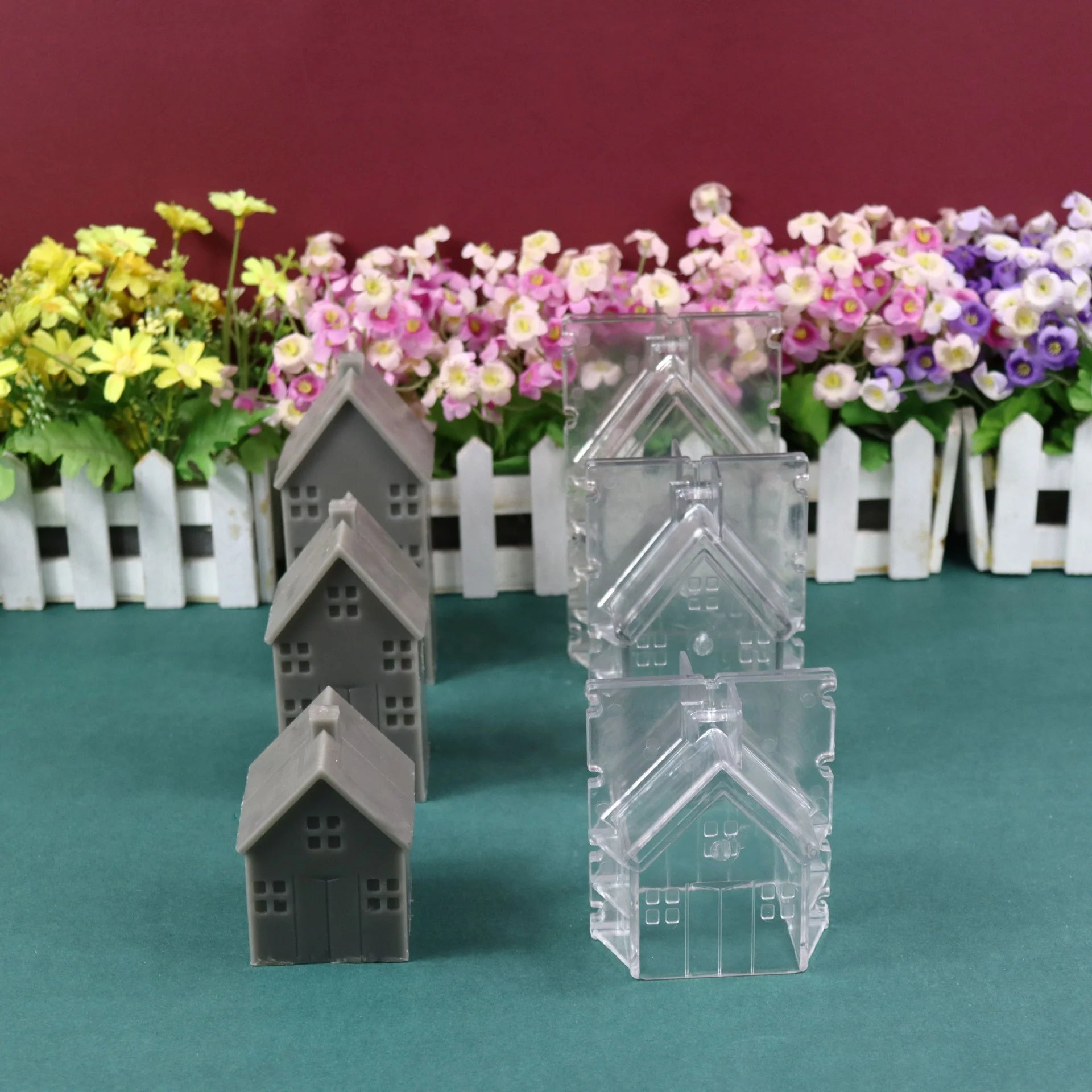 B-7009 Diy European Ins Style Small House Candle Mold Plastic Acrylic Material Living Ornaments Handmade Scented Candle Mould
