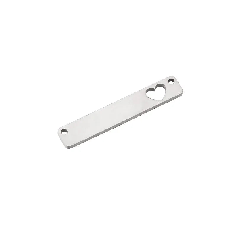 Stainless Steel & Titanium Steel Luxury Rectangle Plate Accessory 35*6MM Gold PVD Plated Heart Charm Jewelry Fitting