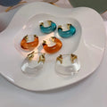 3 Colors Clear Resin Earrings Solid Acrylic Chunky Big Hoop Earrings for Women Circle Vintage Gold Plated Jewelry