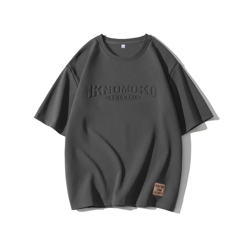Heavyweight 100% Cotton Loose Fit O-Neck T-Shirt with Letter Pattern Eco-Friendly Bulk Custom Logo for Men