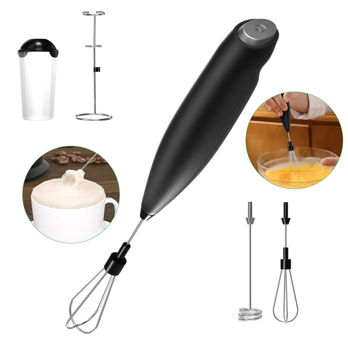 Top Seller Multifunctional Portable Eco-Friendly Stainless Steel Coffee Stirrer Electric Milk Frother Cappuccino Utensil Sets