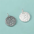 14mm New Design 925 Sterling Antique Silver Cherry Blossoms Disc Charm Pendant With Ring for Jewelry Making