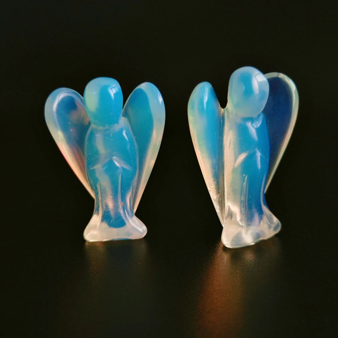 Huiying Wholesale China Unique Healing Gemstone 1.5 Inch Carving Angel Opalite Angel Carved Crafts