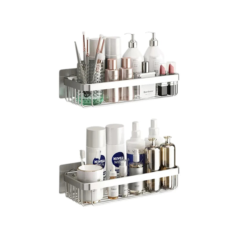 Shower Caddy Corner Bathroom Shelf Free Drilling 2-pack Storage Rack Wall Mounted Aluminum Tripod Shelf