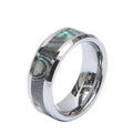 POYA Tungsten Ring 8mm Abalone Shell Inlay Luxury Iridescent Wedding Band for Men