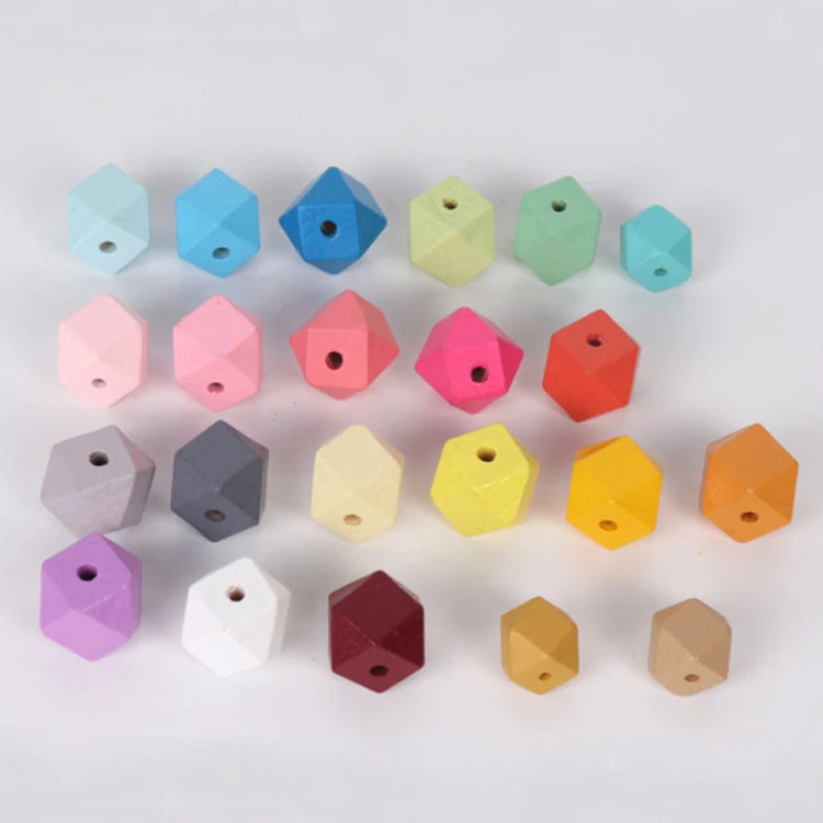 16mm 20mm 30mm Natural Wood Wooden Beads Jewelry Hexagon Loose Beads Polygons Shape DIY Wooden Spacer Beads