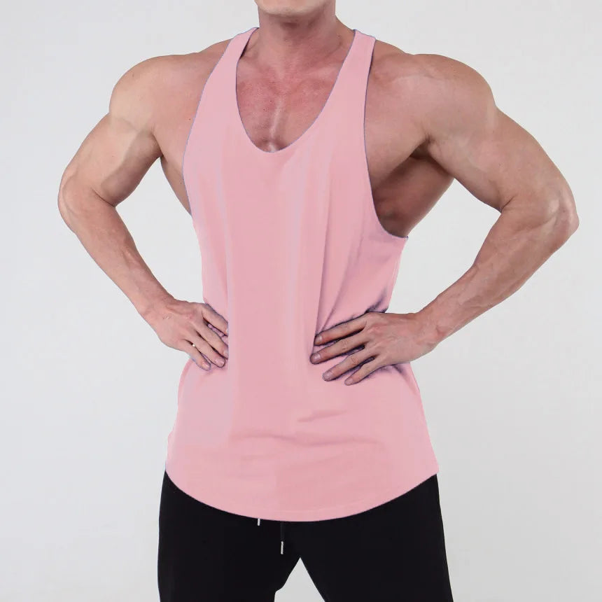 Sports Vest Men's Solid Color Versatile Sleeveless Herringbone Running Training Suit Fitness Clothes