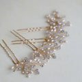SLBRIDAL Handmade Opal Crystal Freshwater Pearls Bridal Hair Pin Set Wedding Hair Sticker Women Jewelry Hair Accessories