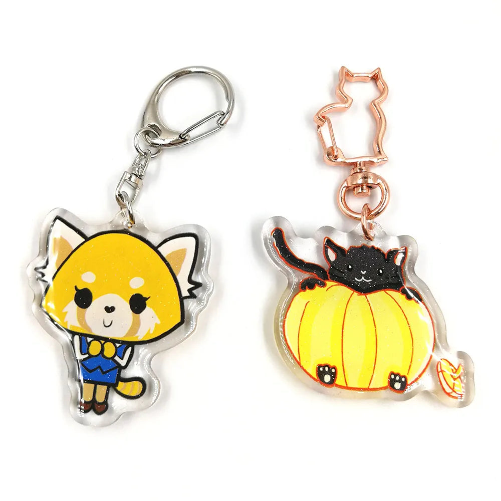 Kuien Hot Sale Custom Printed Acrylic Anime Double Side Glitter Epoxy Plastic Key Chains Acrylic Anime Resin Keychain Charms